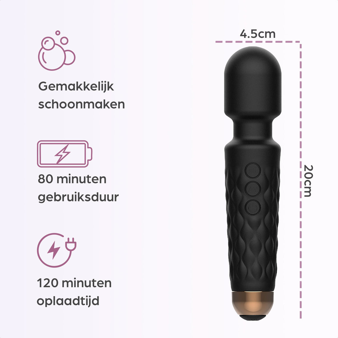 Sinsaa Wandvibrator Noëlle Zwart Massager Sextoy Oplaadbare toy Stille Waterdicht
