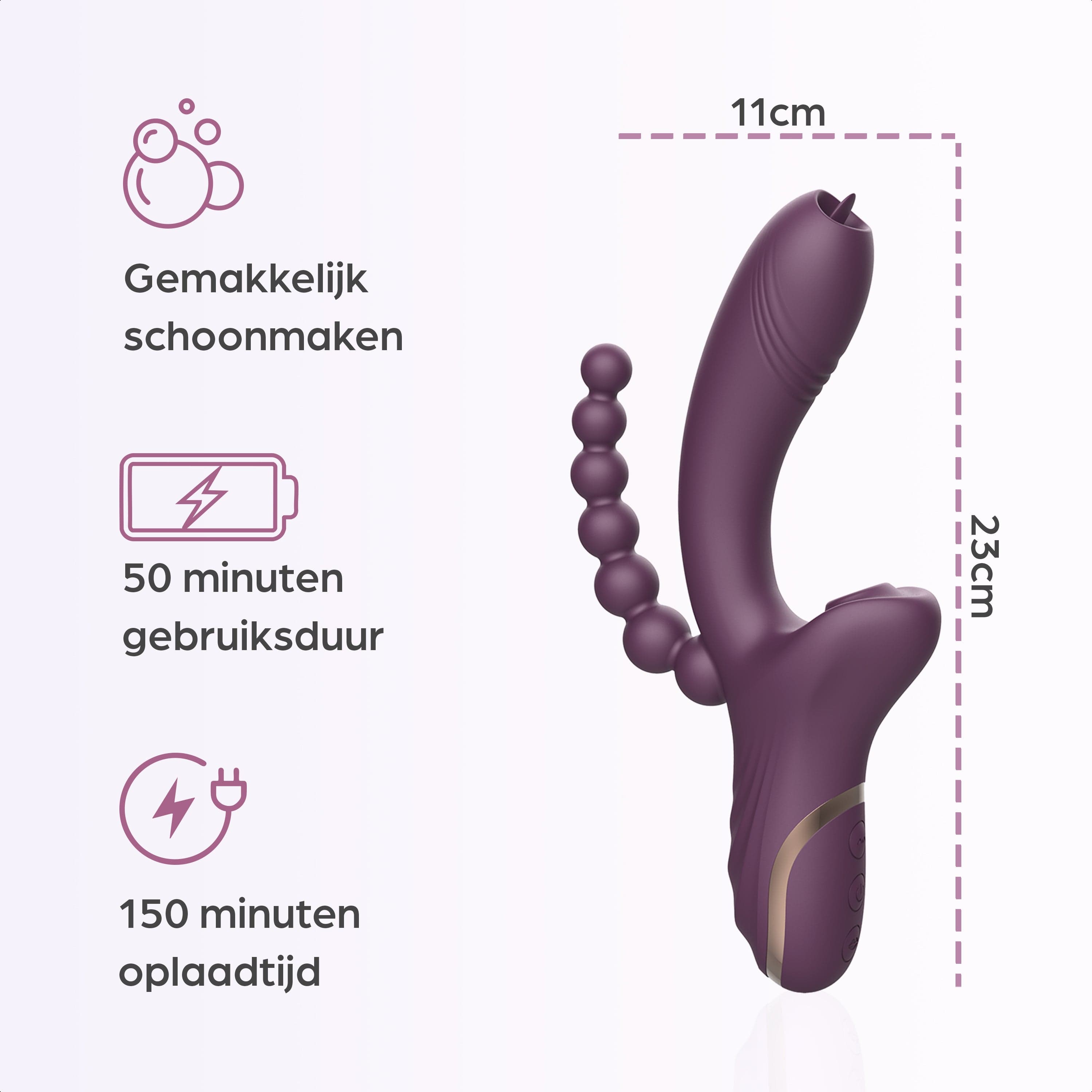 Sinsaa Luchtdruk Vibrator Lana Dark Purple Massager Sextoy Oplaadbare toy Stille Waterdicht