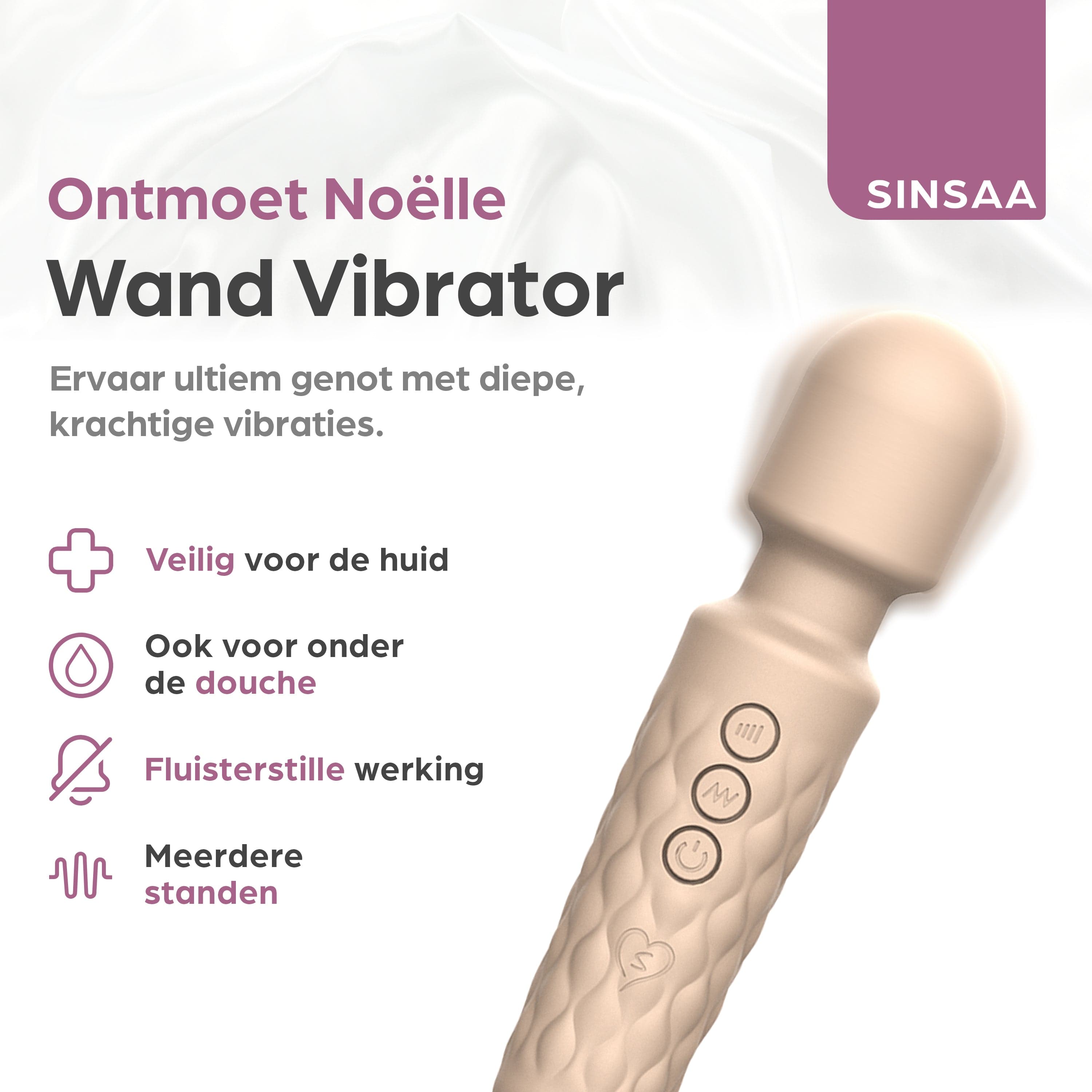 Sinsaa Wandvibrator Noëlle Crème Massager Sextoy Oplaadbare toy Stille Waterdicht