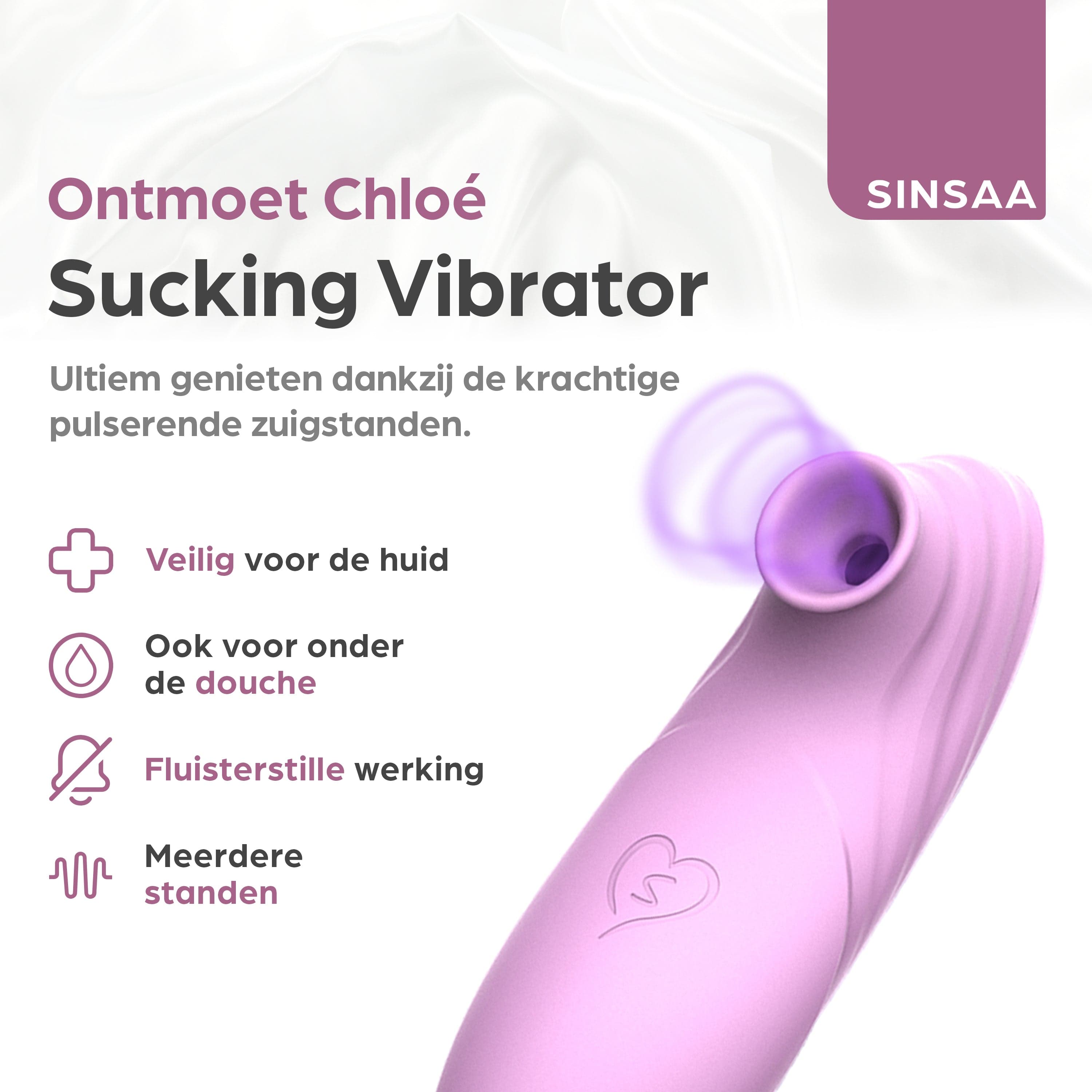 Sinsaa Luchtdruk vibrator Chloé Roze Massager Sextoy Oplaadbare toy Stille Waterdicht