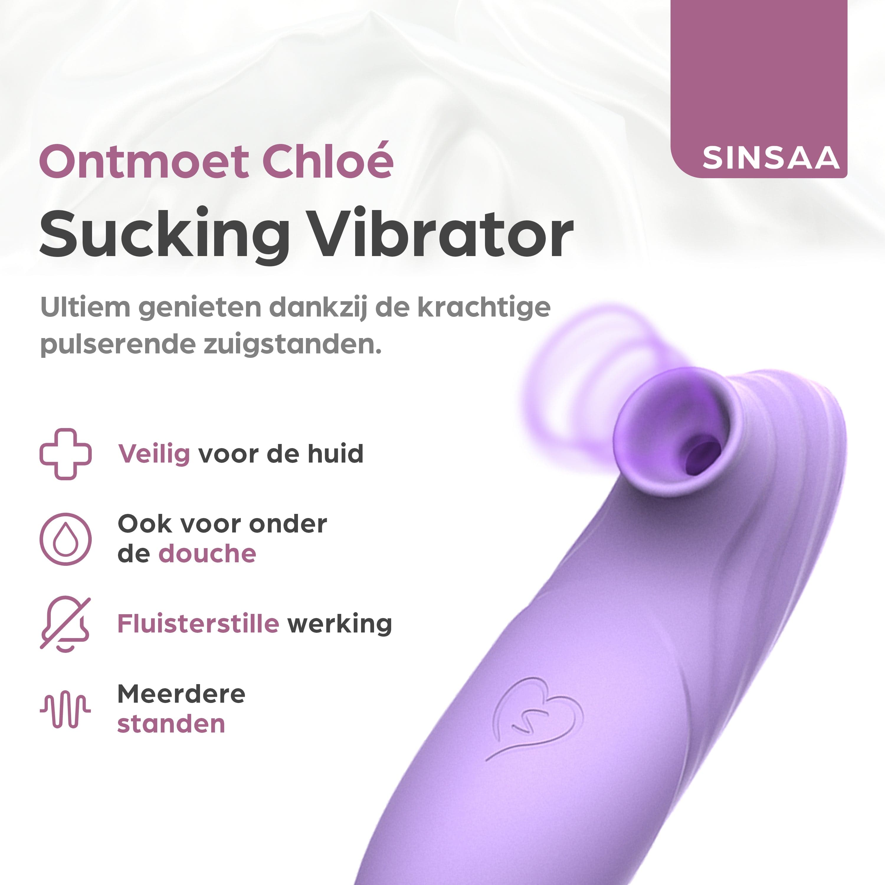 Sinsaa Luchtdruk vibrator Chloé Paars Massager Sextoy Oplaadbare toy Stille Waterdicht