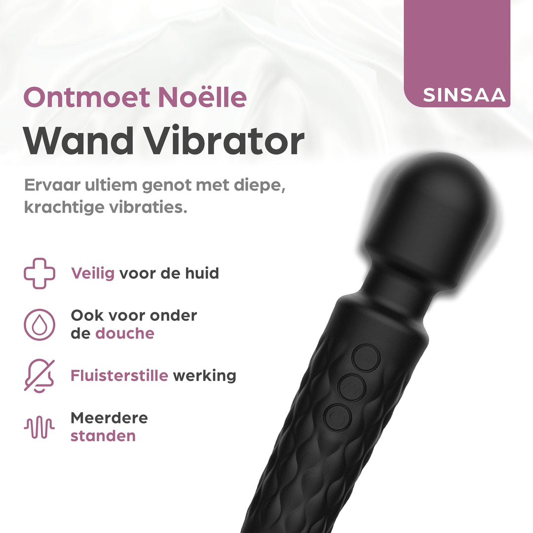 Sinsaa Wandvibrator Noëlle Zwart Massager Sextoy Oplaadbare toy Stille Waterdicht