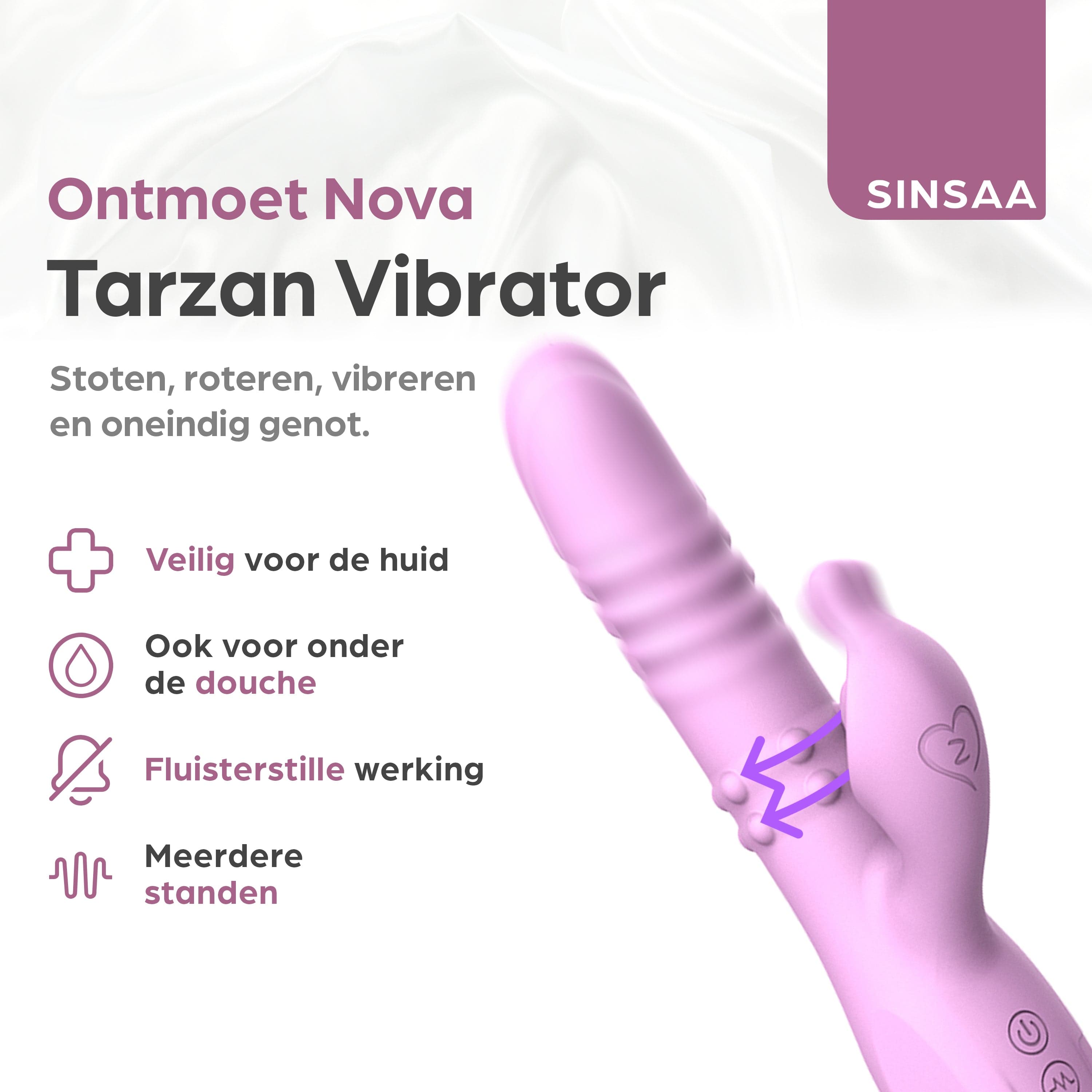 Sinsaa Pulserende Vibrator Nova Roze Massager Sextoy Oplaadbare toy Stille Waterdicht