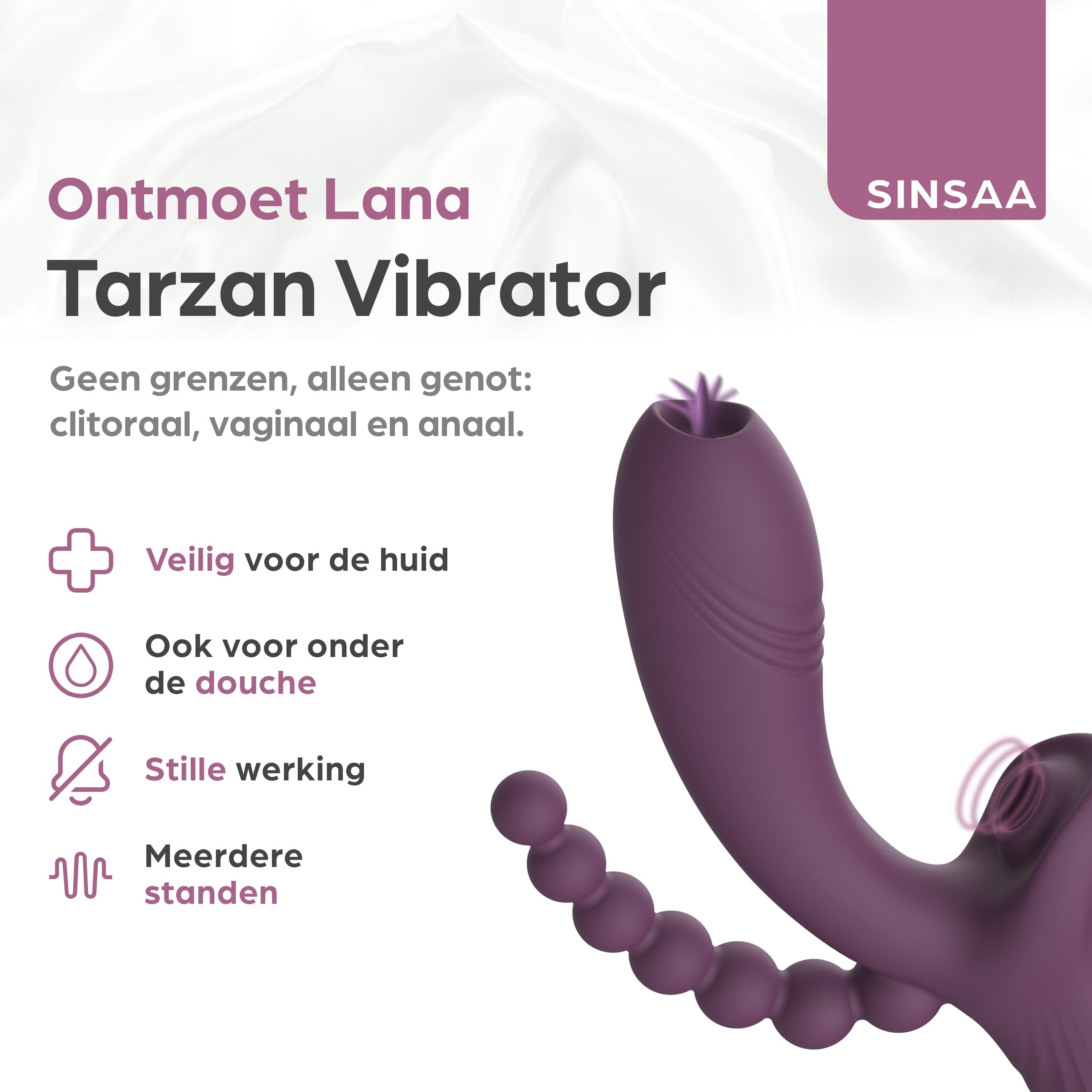Sinsaa Luchtdruk Tarzan Vibrator Lana Massager Sextoy Oplaadbare toy Stille Waterdicht