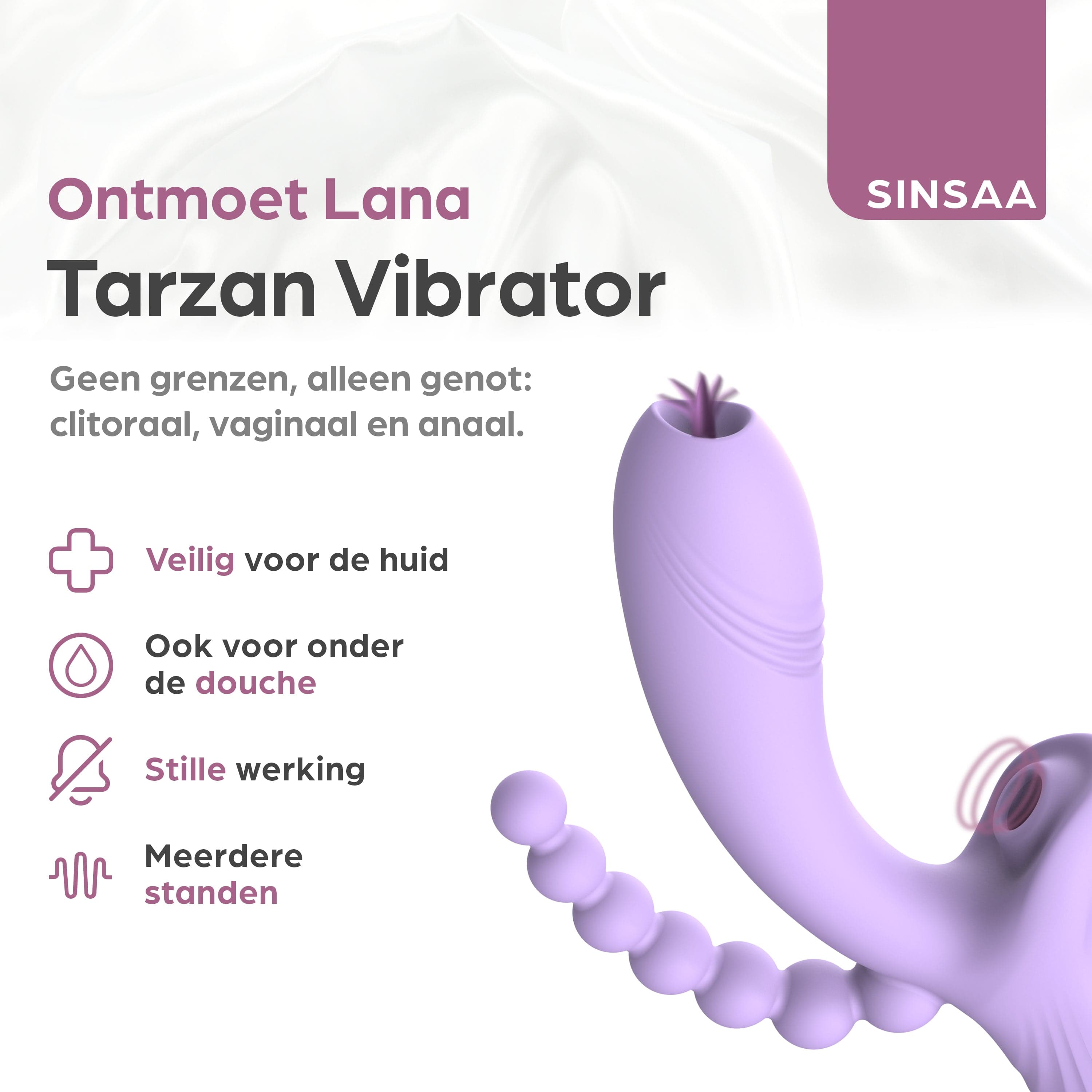 Sinsaa Luchtdruk Tarzan Vibrator Lana Massager Sextoy Oplaadbare toy Stille Waterdicht