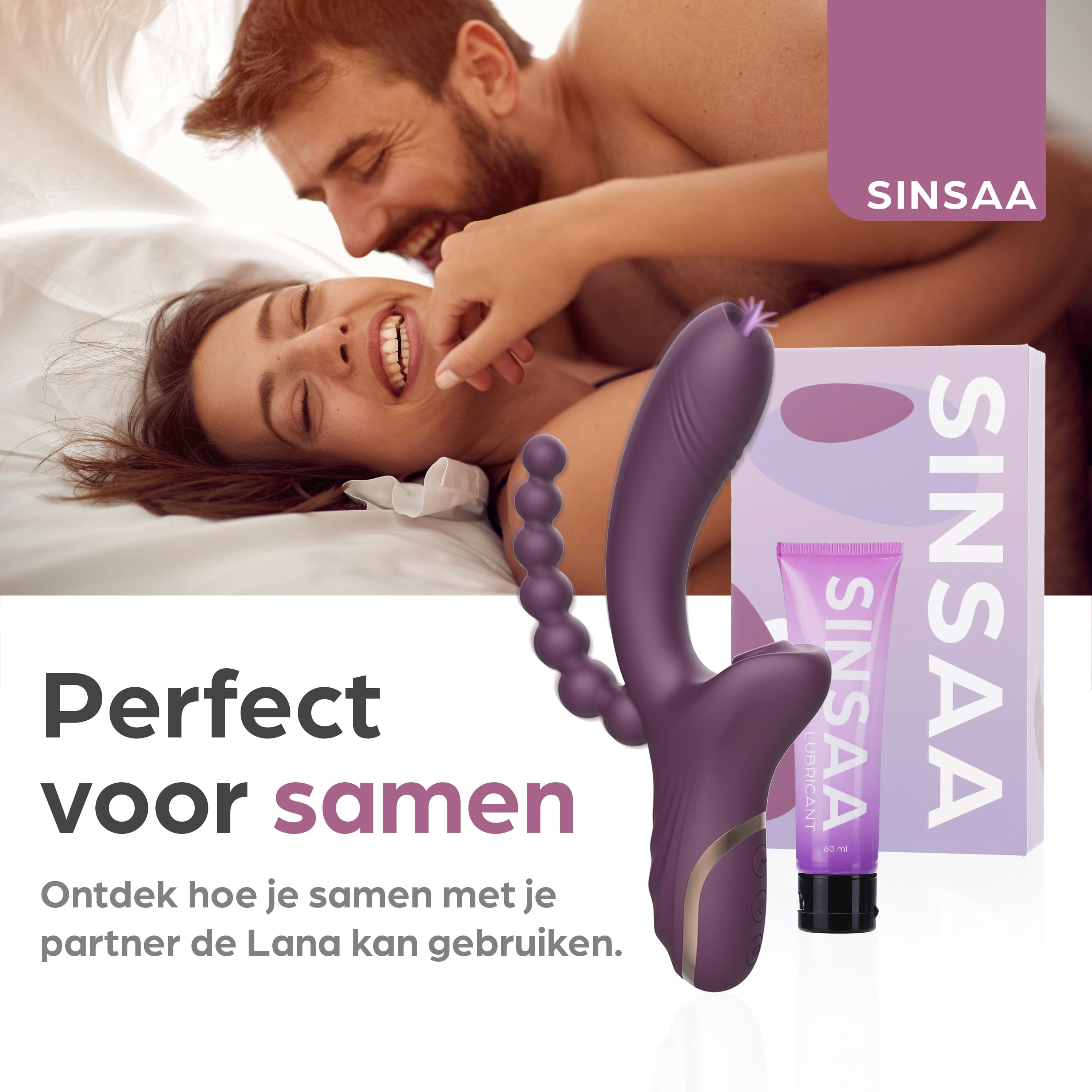 Sinsaa Luchtdruk Vibrator Lana Dark Purple Massager Sextoy Oplaadbare toy Stille Waterdicht