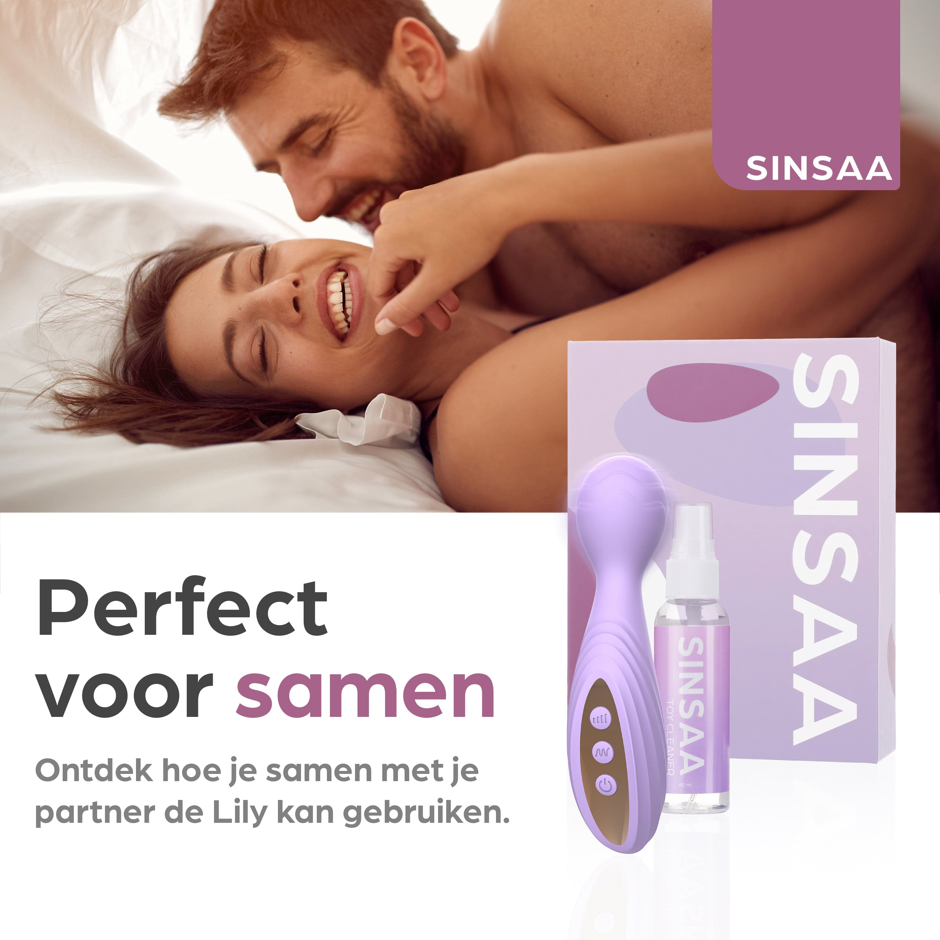 Sinsaa Wandvibrator Lily Paars Massager Sextoy Oplaadbare toy Stille Waterdicht