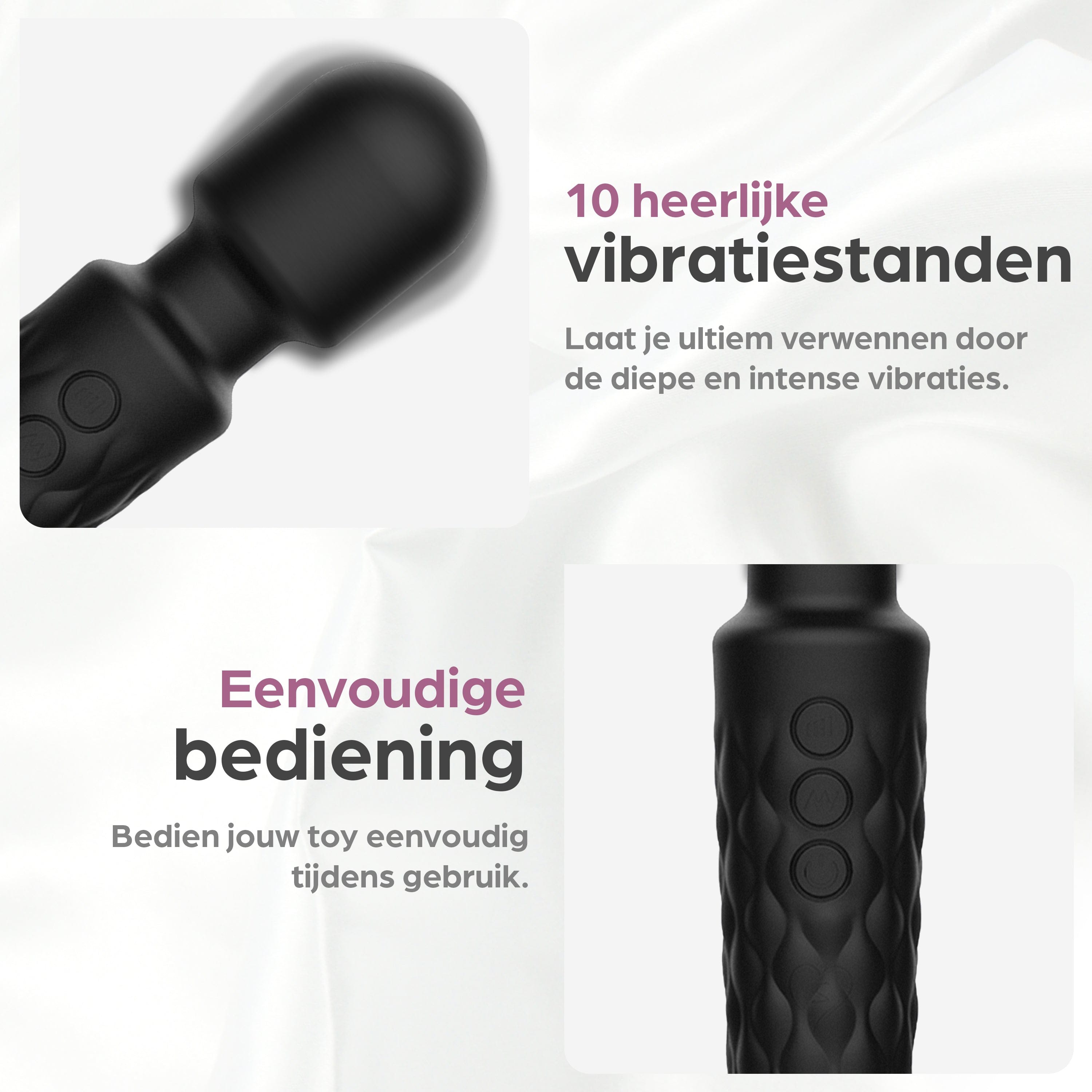 Sinsaa Wandvibrator Noëlle Zwart Massager Sextoy Oplaadbare toy Stille Waterdicht
