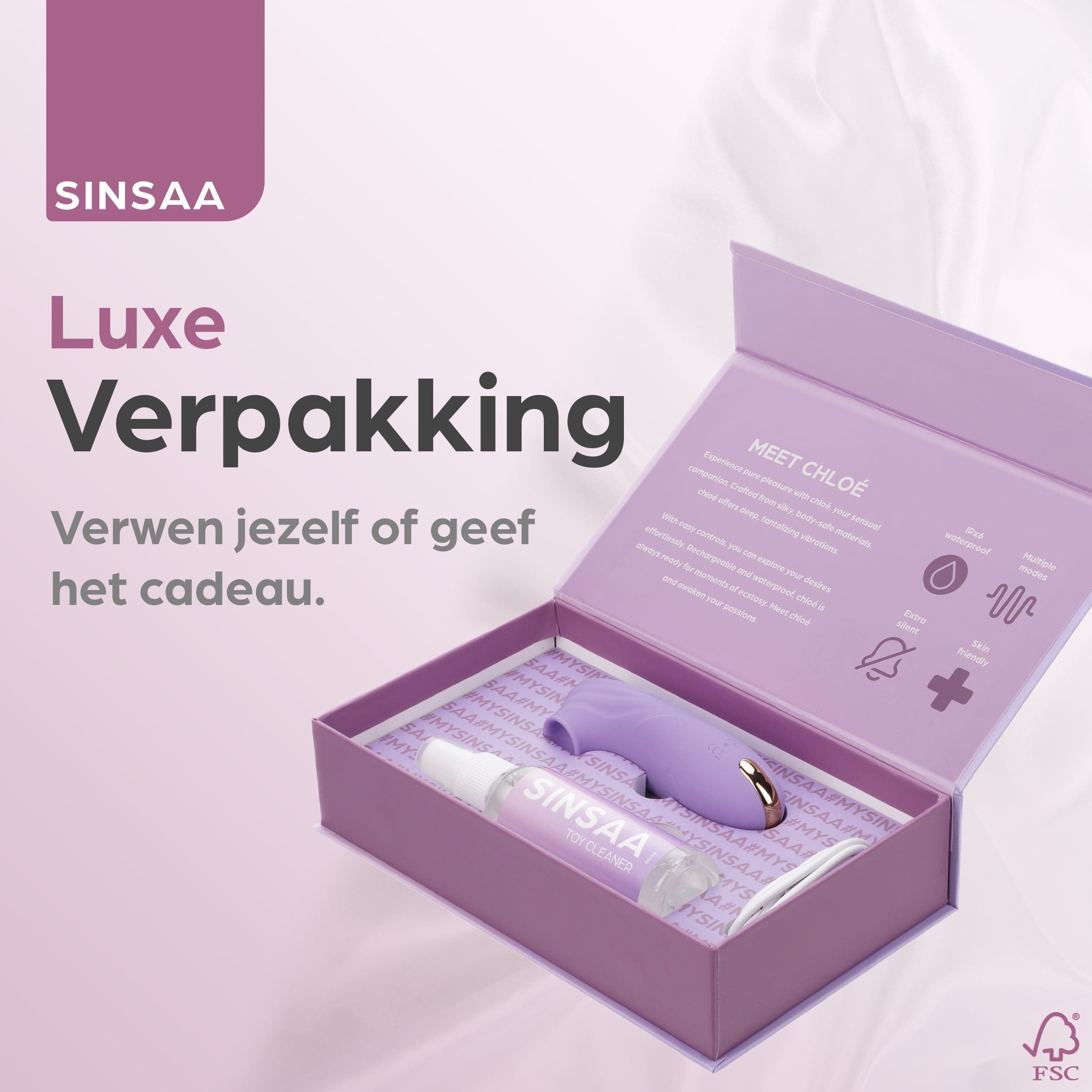 Sinsaa Luchtdruk vibrator Chloé Paars Massager Sextoy Oplaadbare toy Stille Waterdicht