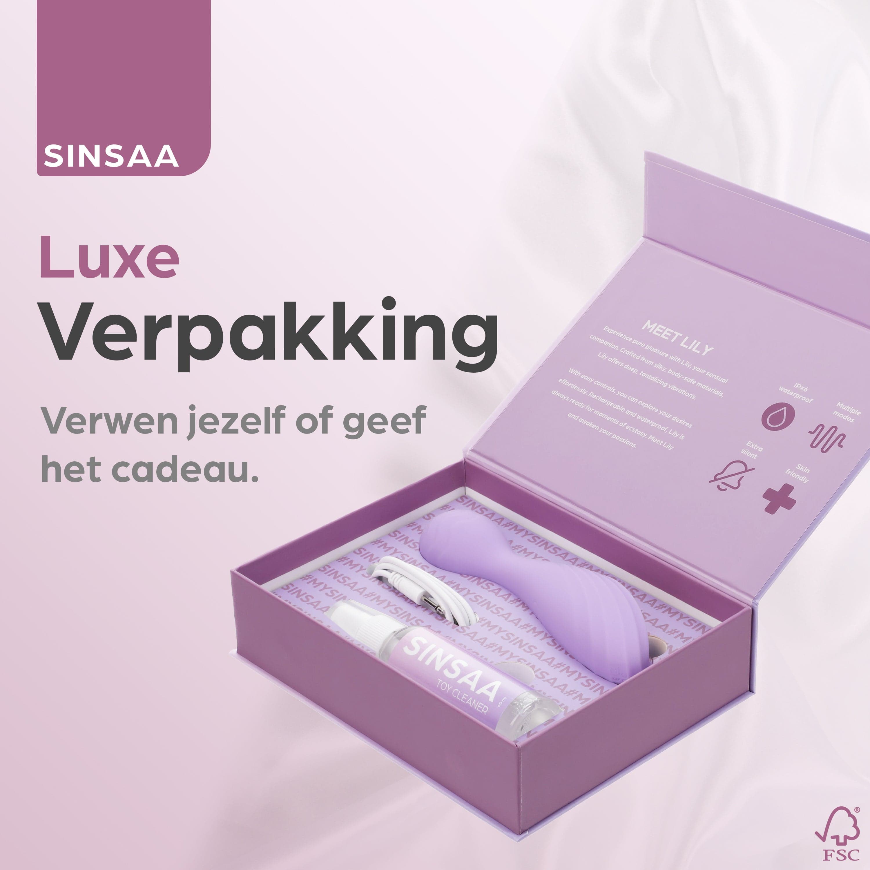 Sinsaa Wandvibrator Lily Paars Massager Sextoy Oplaadbare toy Stille Waterdicht
