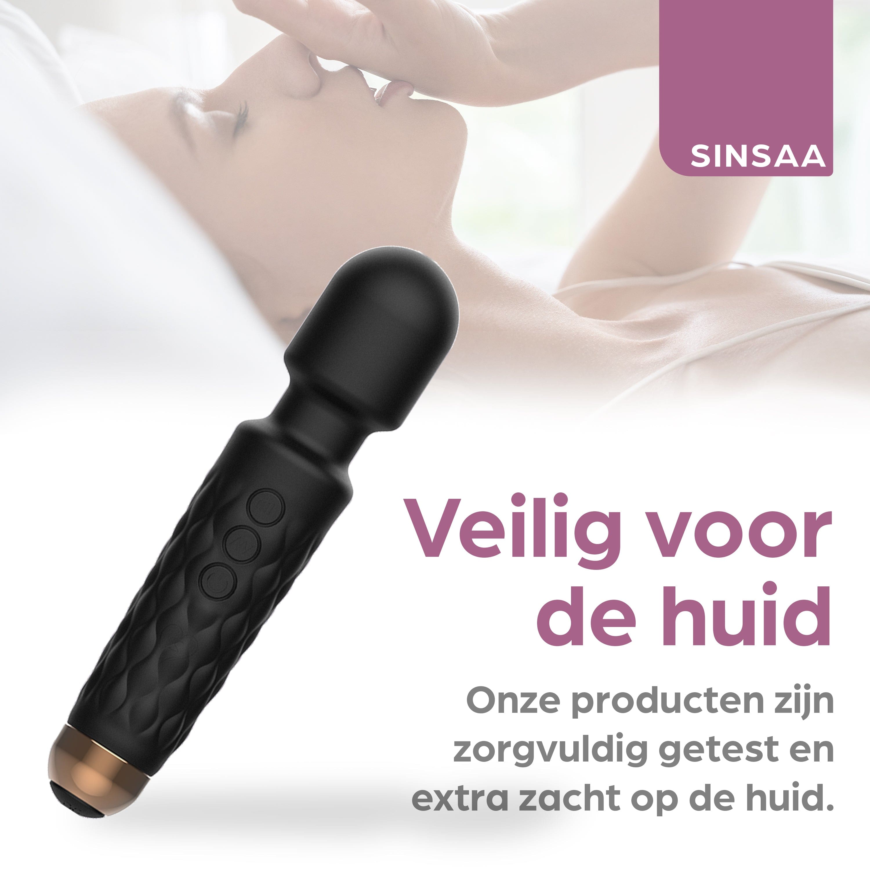 Sinsaa Wandvibrator Noëlle Zwart Massager Sextoy Oplaadbare toy Stille Waterdicht
